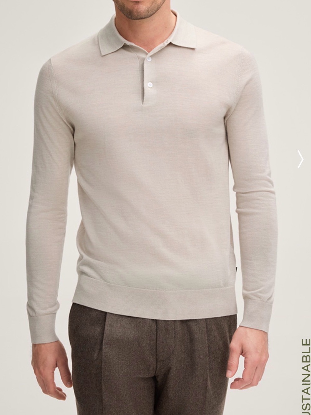 Windsor Nando Knitted Polo Shirt in Soft Beige